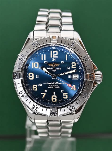 breitling automatic superocean blue dial a17040|breitling a17040.